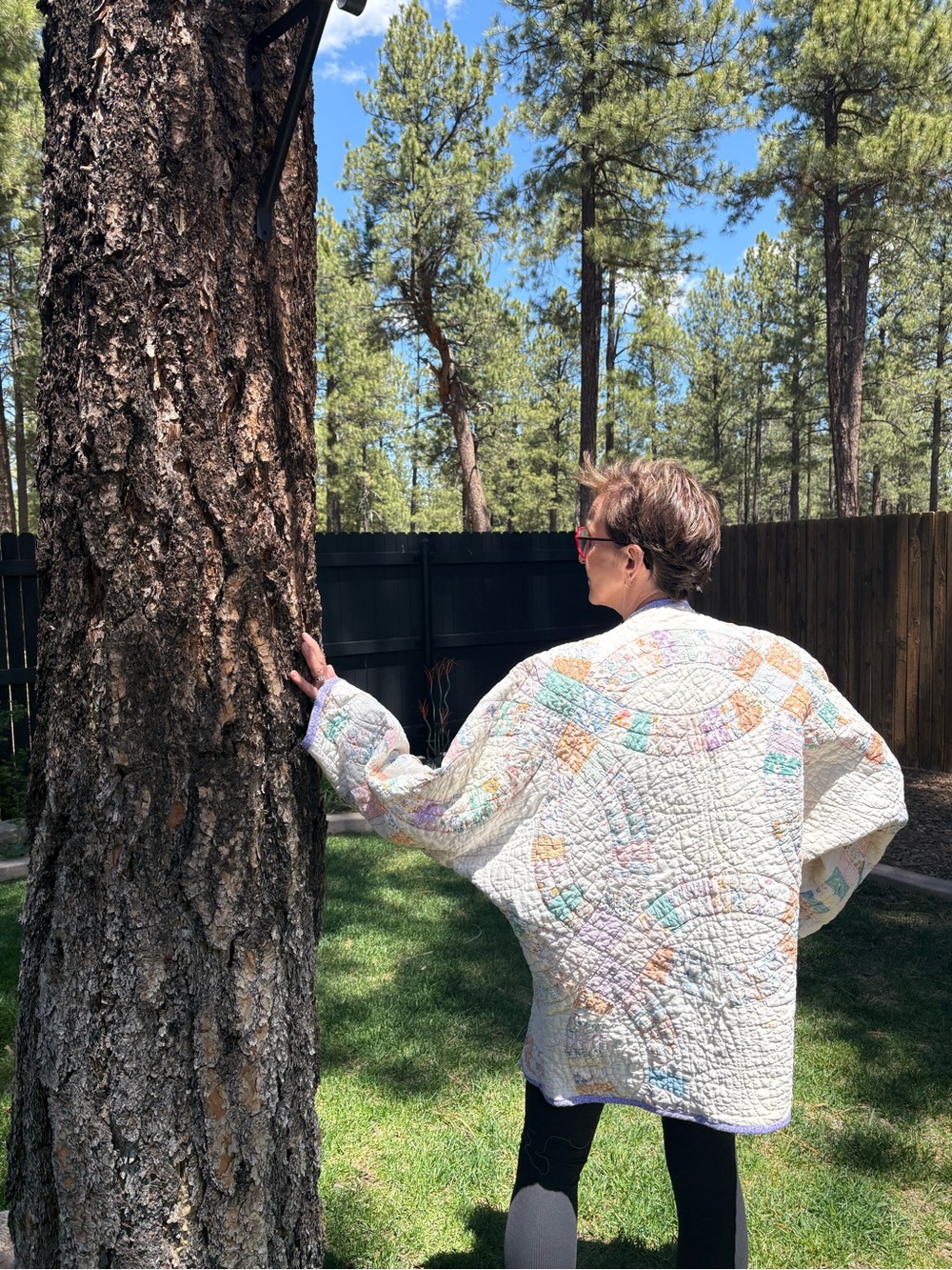 Vintage Handmade Hand Quilted Pastel Patchwork Quilted Jacket - Light Multicolor - Picture 5 of 10